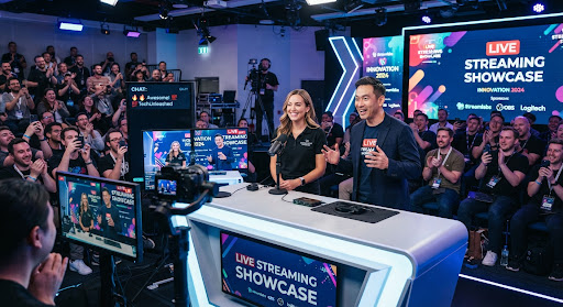 Host dan talent tampil dalam acara live streaming